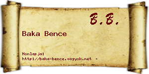 Baka Bence névjegykártya